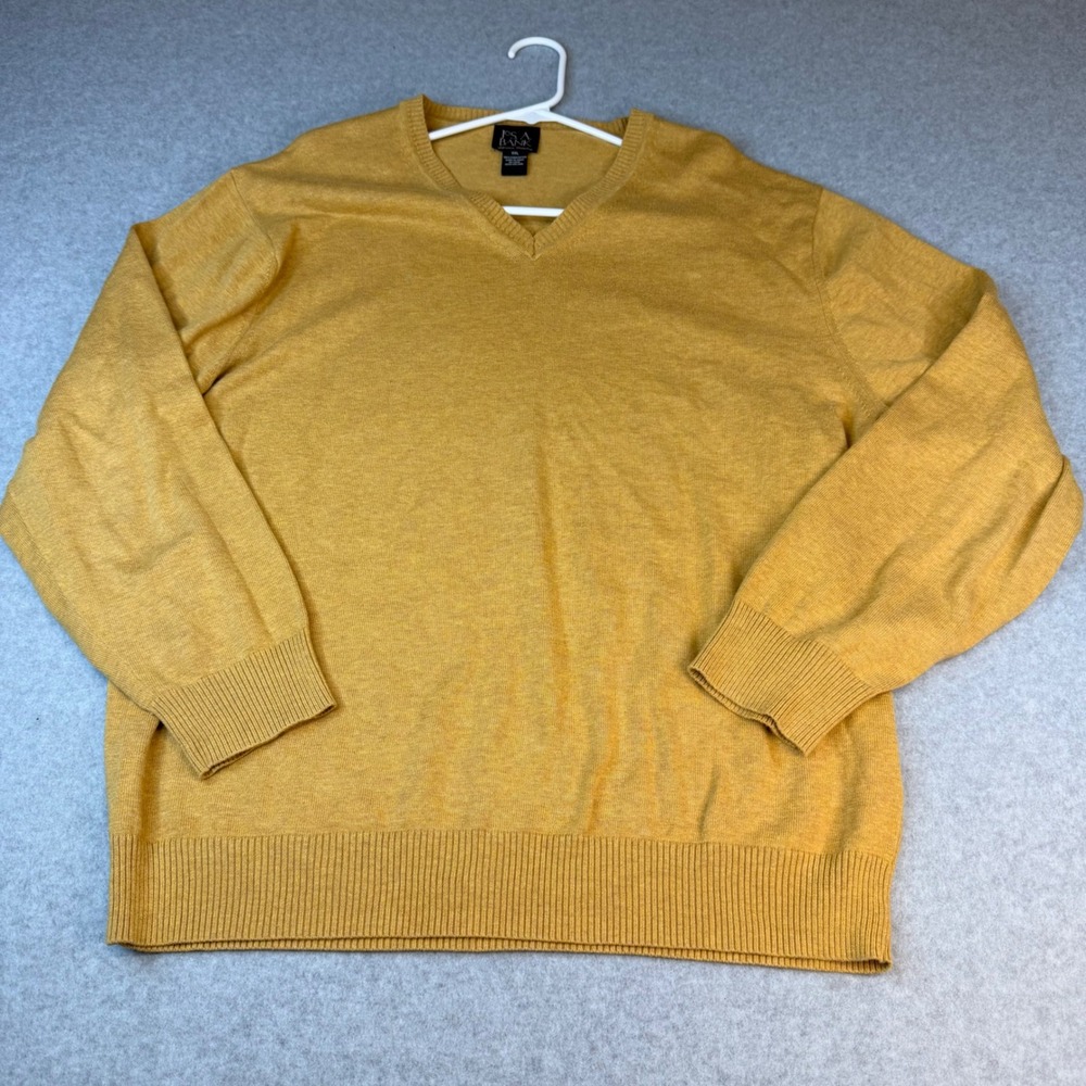 Jos A Bank Signature Collection Pima Cotton V-Neck Sweater Mustard Yellow XXL